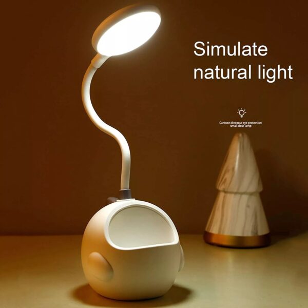 USB Rechargeable LED Table Lamp with Flexibility, Pen Holder, and Adorable Design for Dormitories. This Eye-Protecting Reading Light and Bedside Lamp come in a Random Color.