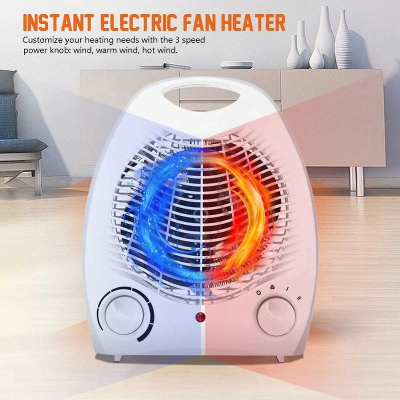 Portable 2000W Electric Fan Heater: Lightweight Design, Overheat Protection, Adjustable Thermostat