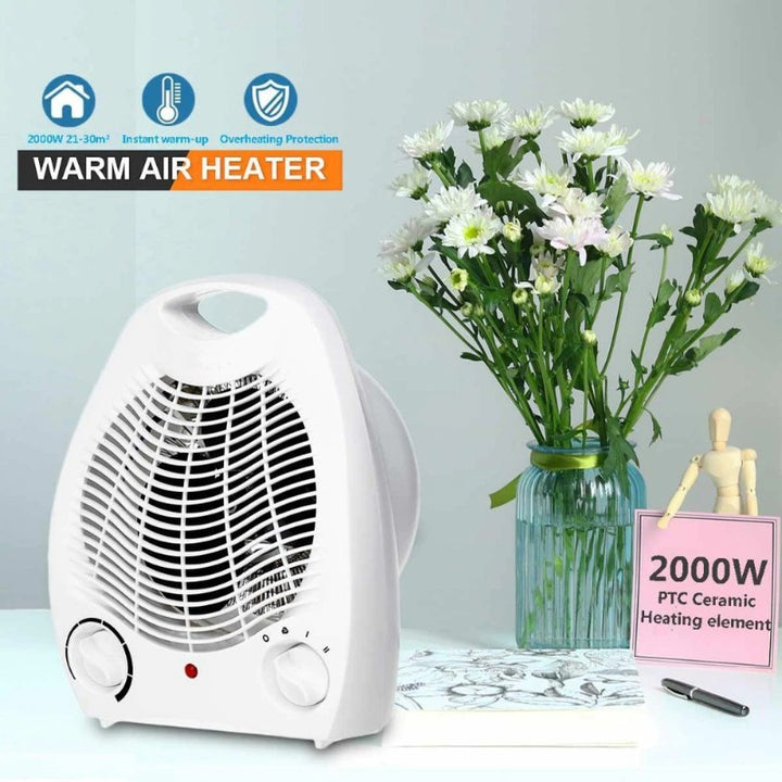 Portable 2000W Electric Fan Heater: Lightweight Design, Overheat Protection, Adjustable Thermostat