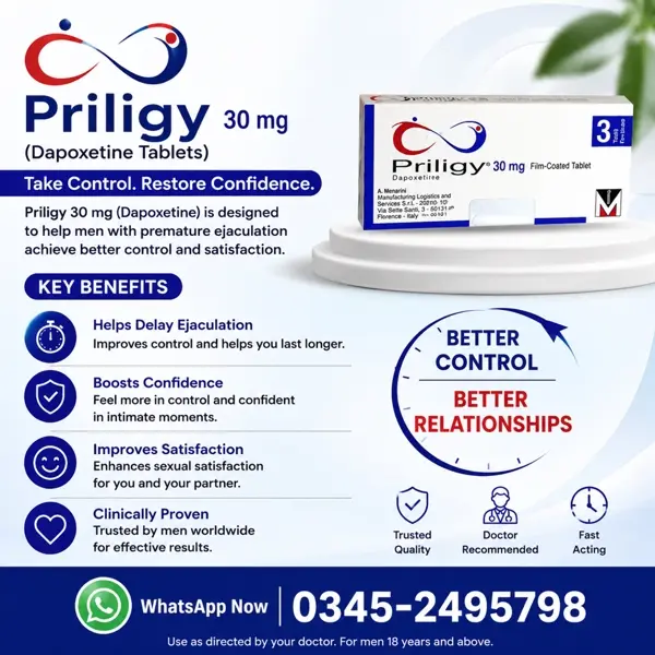 Priligy Dapoxetine 30mg Tablets in Pakistan